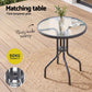 Roran 3-Piece Outdoor Bistro Set Table and Chairs Stackable Patio Furniture - Grey