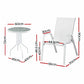 Roran 3-Piece Outdoor Bistro Set Table and Chairs Stackable Patio Furniture - White