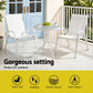 Roran 3-Piece Outdoor Bistro Set Table and Chairs Stackable Patio Furniture - White