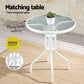 Roran 3-Piece Outdoor Bistro Set Table and Chairs Stackable Patio Furniture - White