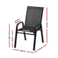 Pietro Stackable Lounge Chair Patio Furniture Grey 6-Piece Outdoor Dining Chairs - Black