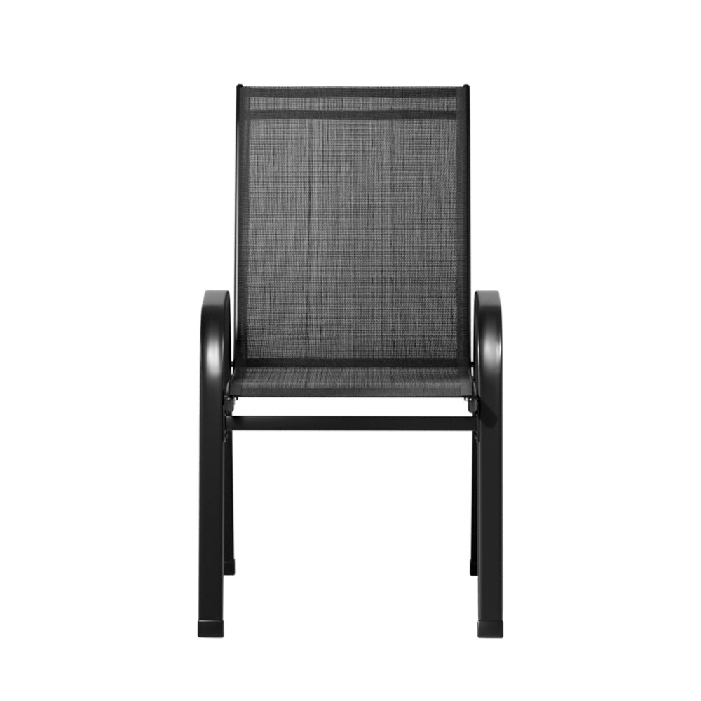 Pietro Stackable Lounge Chair Patio Furniture Grey 6-Piece Outdoor Dining Chairs - Black