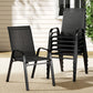 Pietro Stackable Lounge Chair Patio Furniture Grey 6-Piece Outdoor Dining Chairs - Black