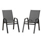 Pietro Stackable Lounge Chair Patio Furniture Grey 2-Piece Outdoor Dining Chairs - Grey