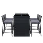 Ronan 4-Seater Stools Rattan Patio Furniture 5-Piece Outdoor Table And Chair Set - Black