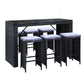 March 6-Seater Outdoor Furniture Setting 7-Piece Dining Table Set - Black