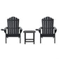 Outdoor Table and Chairs HDPE Adirondack Beach Chair Sun Lounge Patio Furniture Garden Black