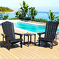 Outdoor Table and Chairs HDPE Adirondack Beach Chair Sun Lounge Patio Furniture Garden Black
