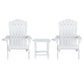 Adirondack Gardeon Outdoor Table and Chairs HDPE Beach Chair Sun Lounge Patio Furniture Garden White