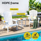 Adirondack Gardeon Outdoor Table and Chairs HDPE Beach Chair Sun Lounge Patio Furniture Garden White
