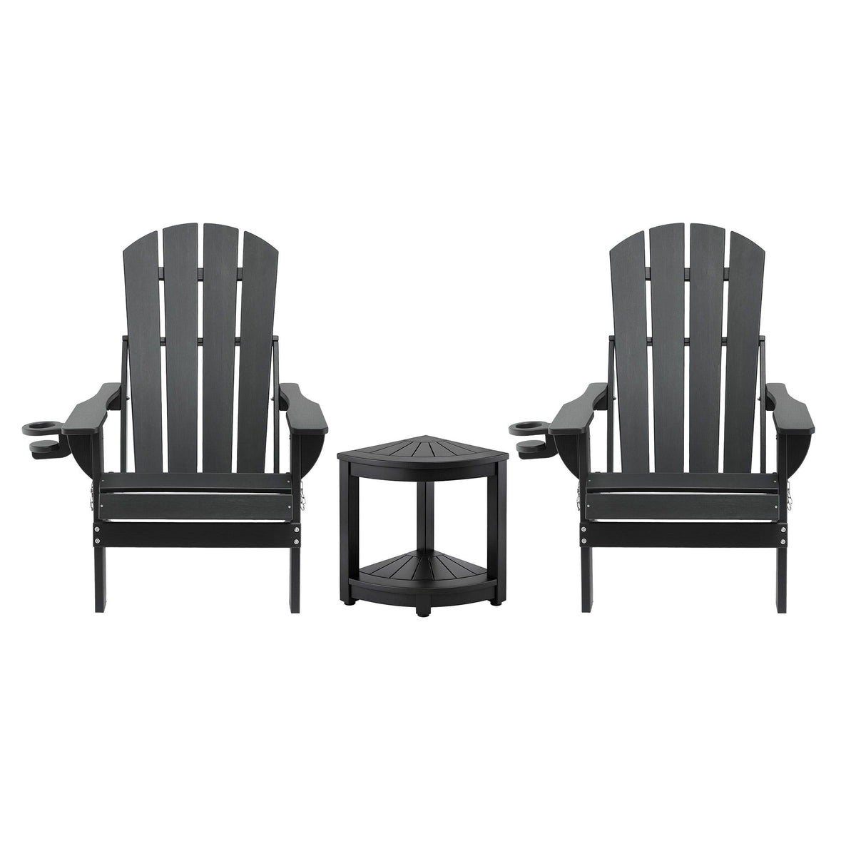 Outdoor Table and Chairs HDPE Folding Adirondack Beach Chair Patio Furniture Black