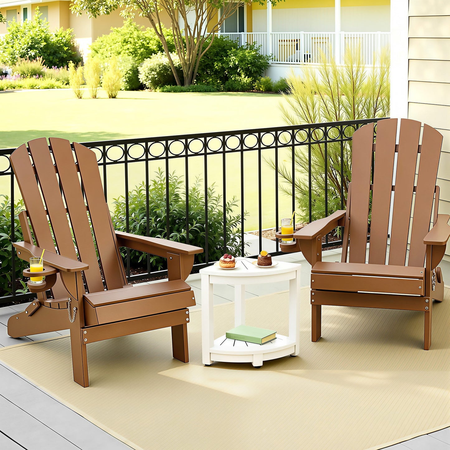 Adirondack Gardeon Outdoor Table and Chairs HDPE Folding Beach Chair Patio Furniture