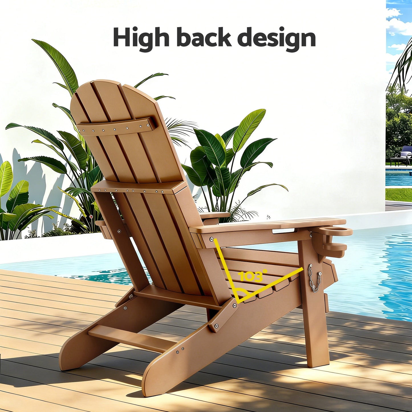 Adirondack Gardeon Outdoor Table and Chairs HDPE Folding Beach Chair Patio Furniture