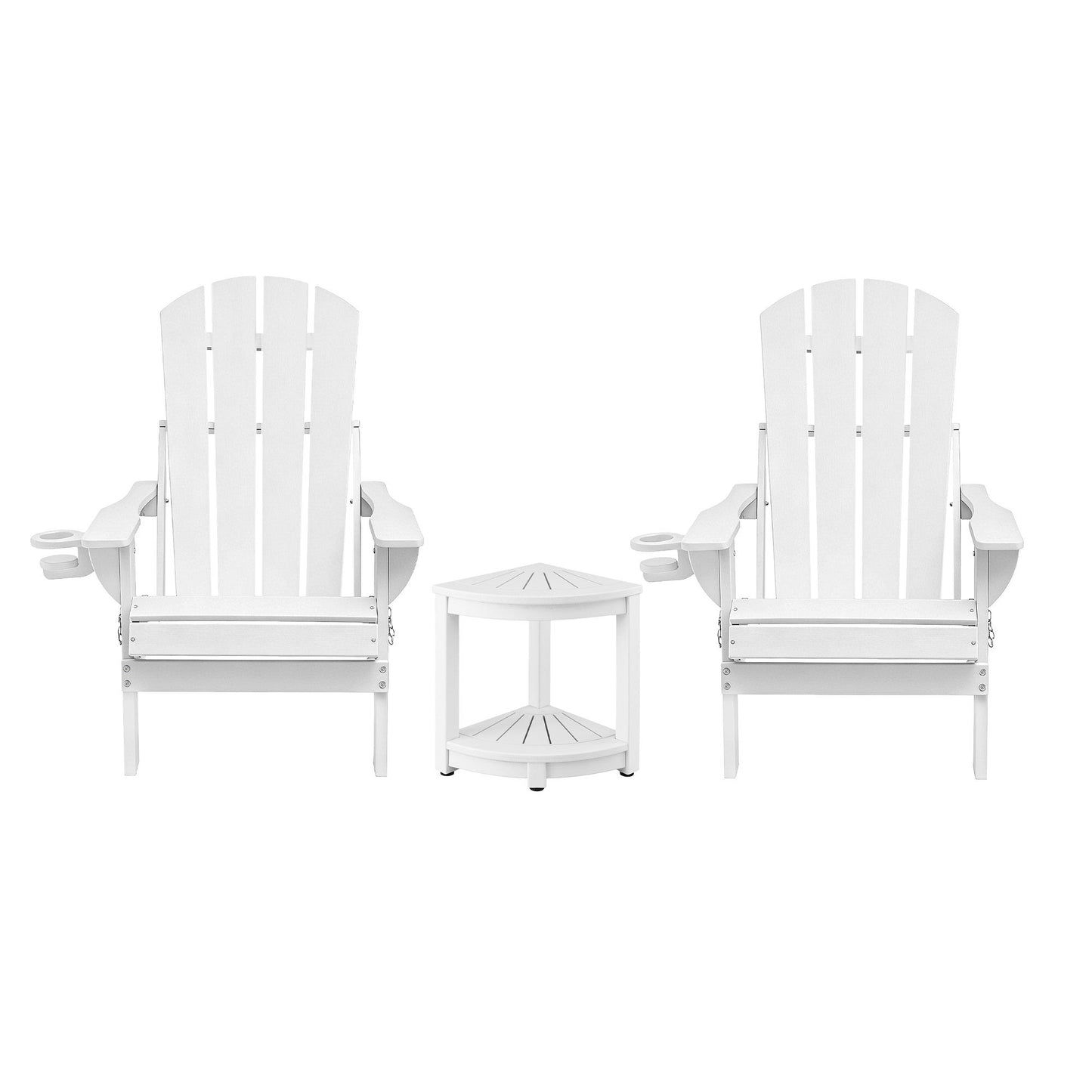 Adirondack Gardeon Outdoor Table and Chairs HDPE Folding Beach Chair Patio Furniture White
