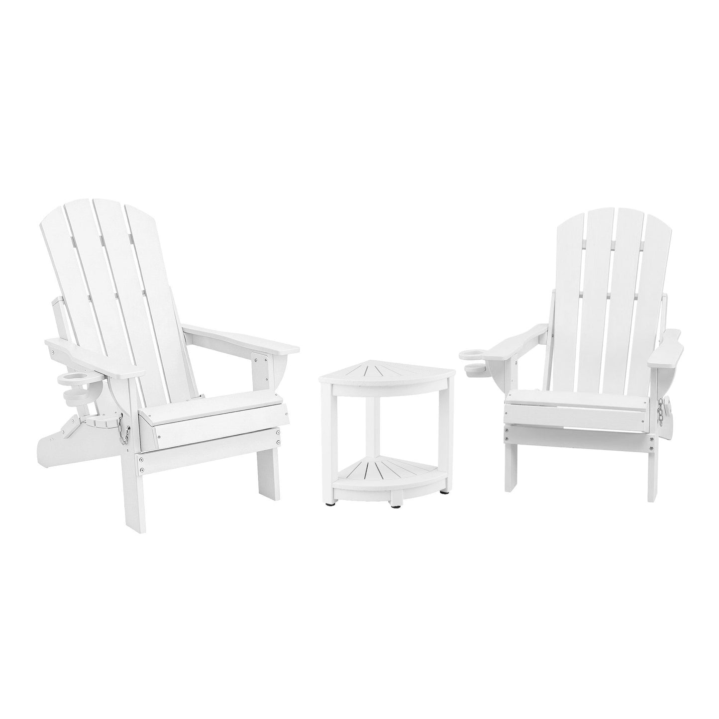 Adirondack Gardeon Outdoor Table and Chairs HDPE Folding Beach Chair Patio Furniture White