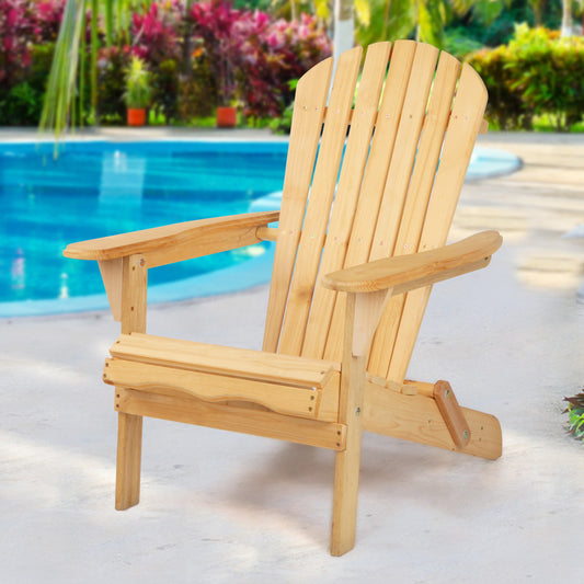 Ethan Adirondack Wooden Outdoor Chairs Furniture Beach Lounge Garden Patio - Natural