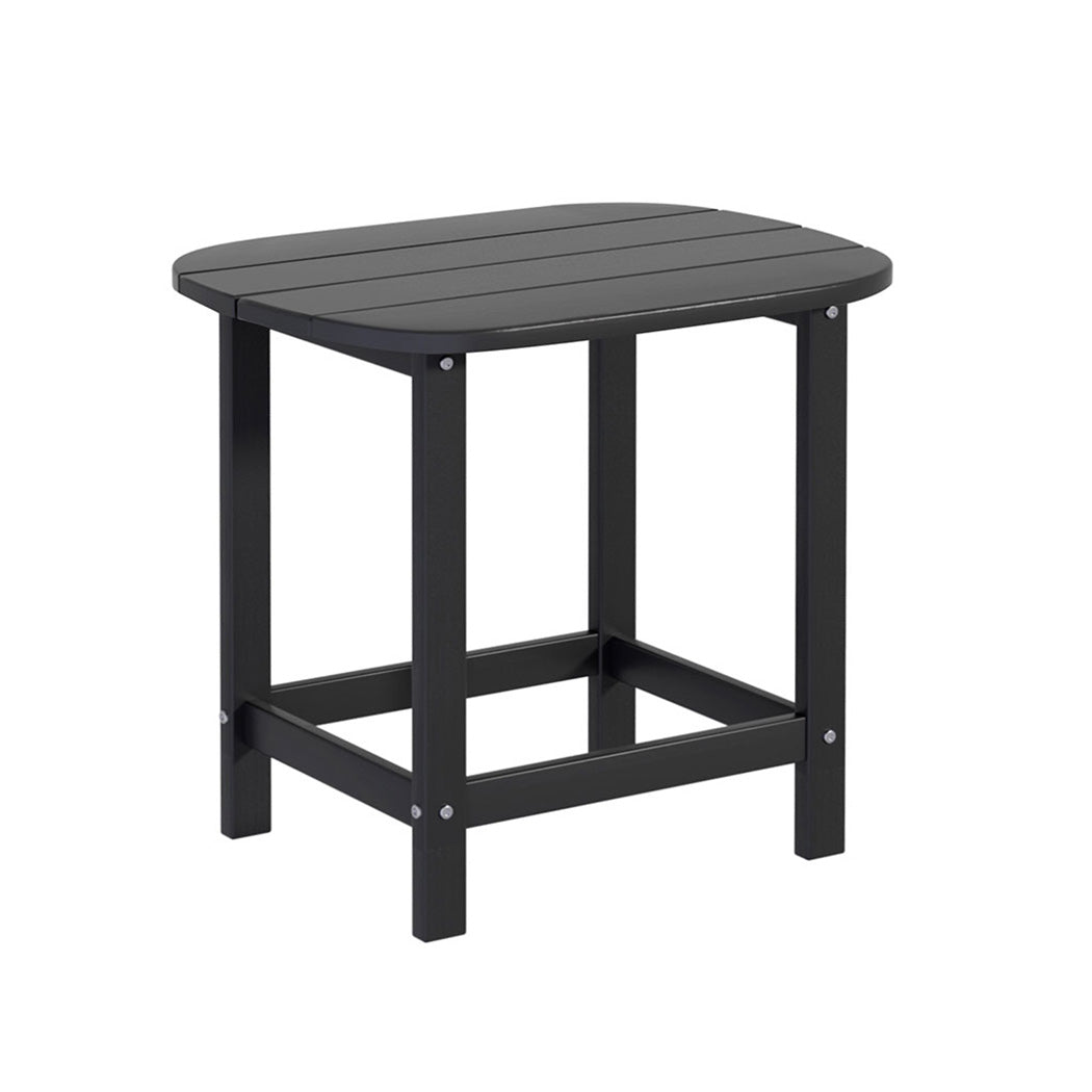 Clarice Outdoor Coffee Side Table HDPE Desk Patio Furniture Camping Garden - Black