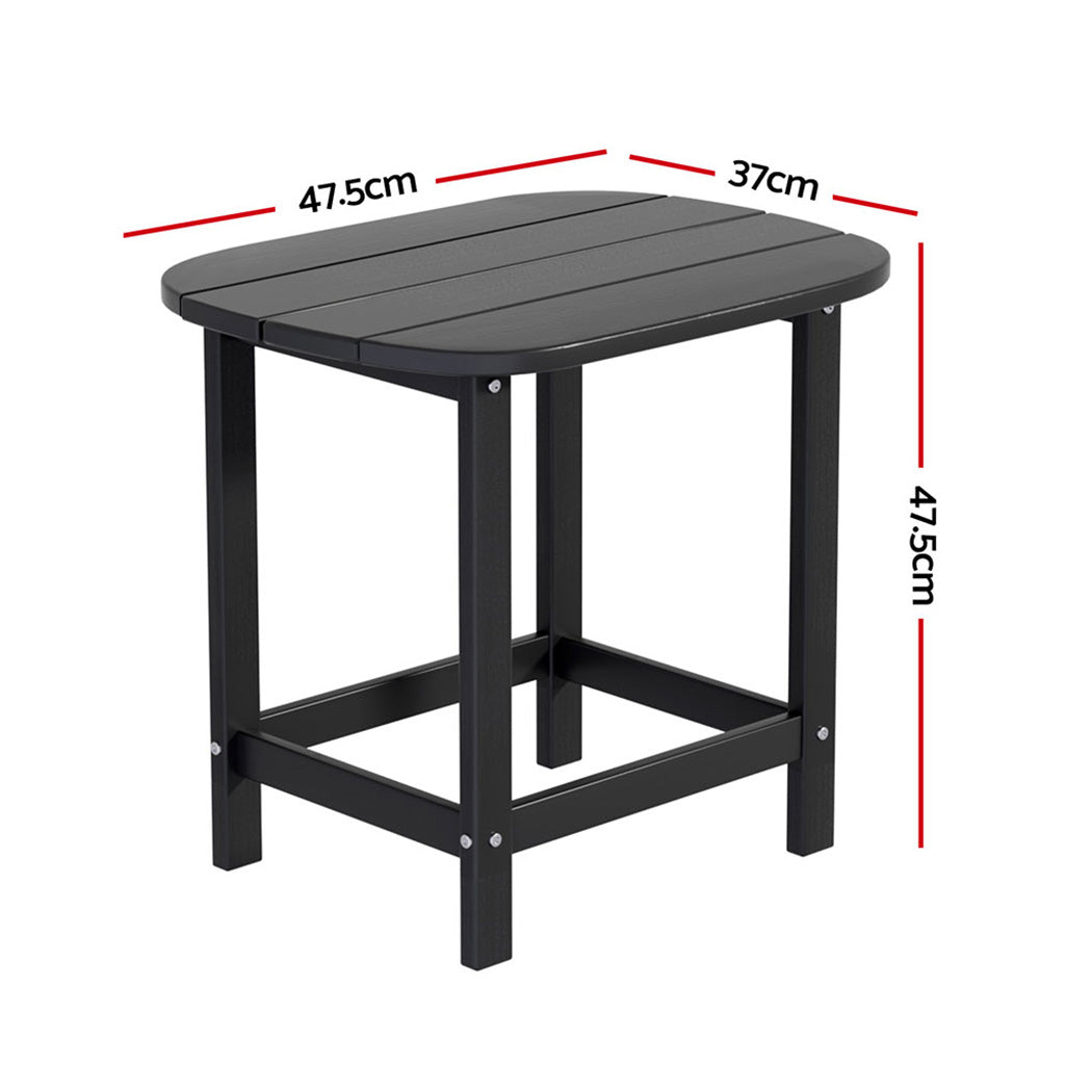 Clarice Outdoor Coffee Side Table HDPE Desk Patio Furniture Camping Garden - Black