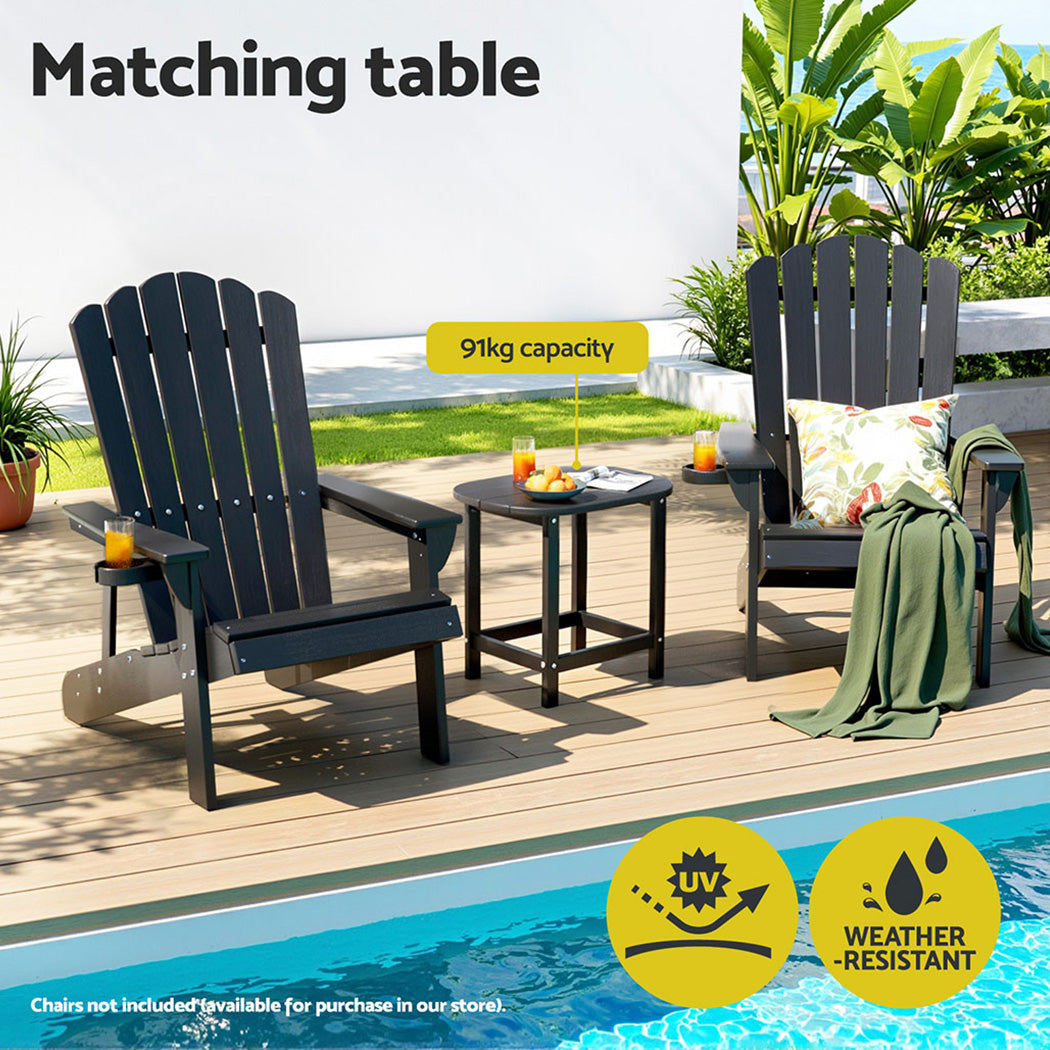 Clarice Outdoor Coffee Side Table HDPE Desk Patio Furniture Camping Garden - Black
