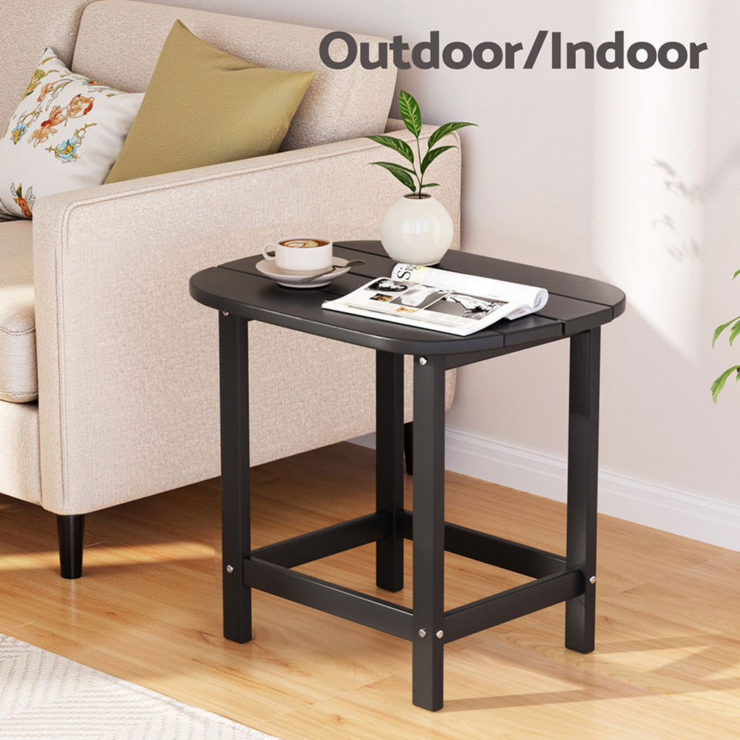Clarice Outdoor Coffee Side Table HDPE Desk Patio Furniture Camping Garden - Black
