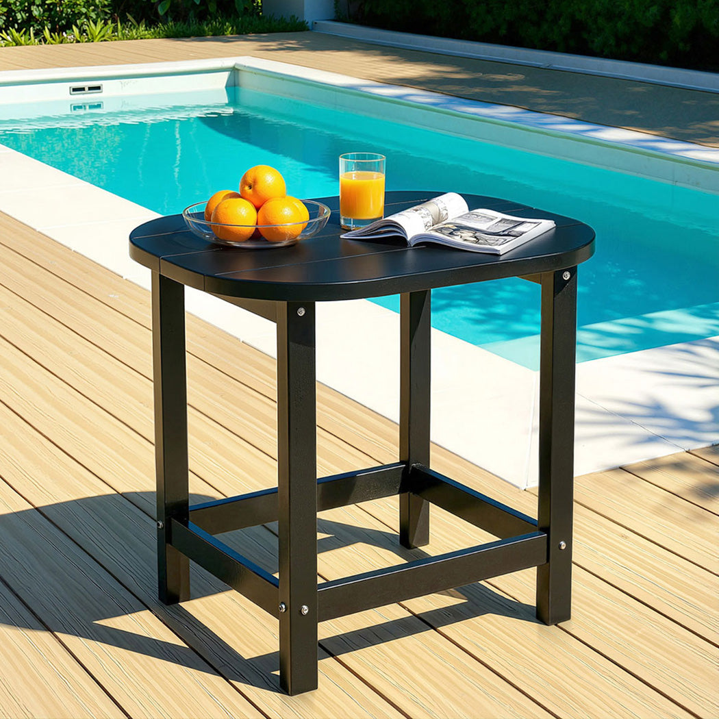 Clarice Outdoor Coffee Side Table HDPE Desk Patio Furniture Camping Garden - Black