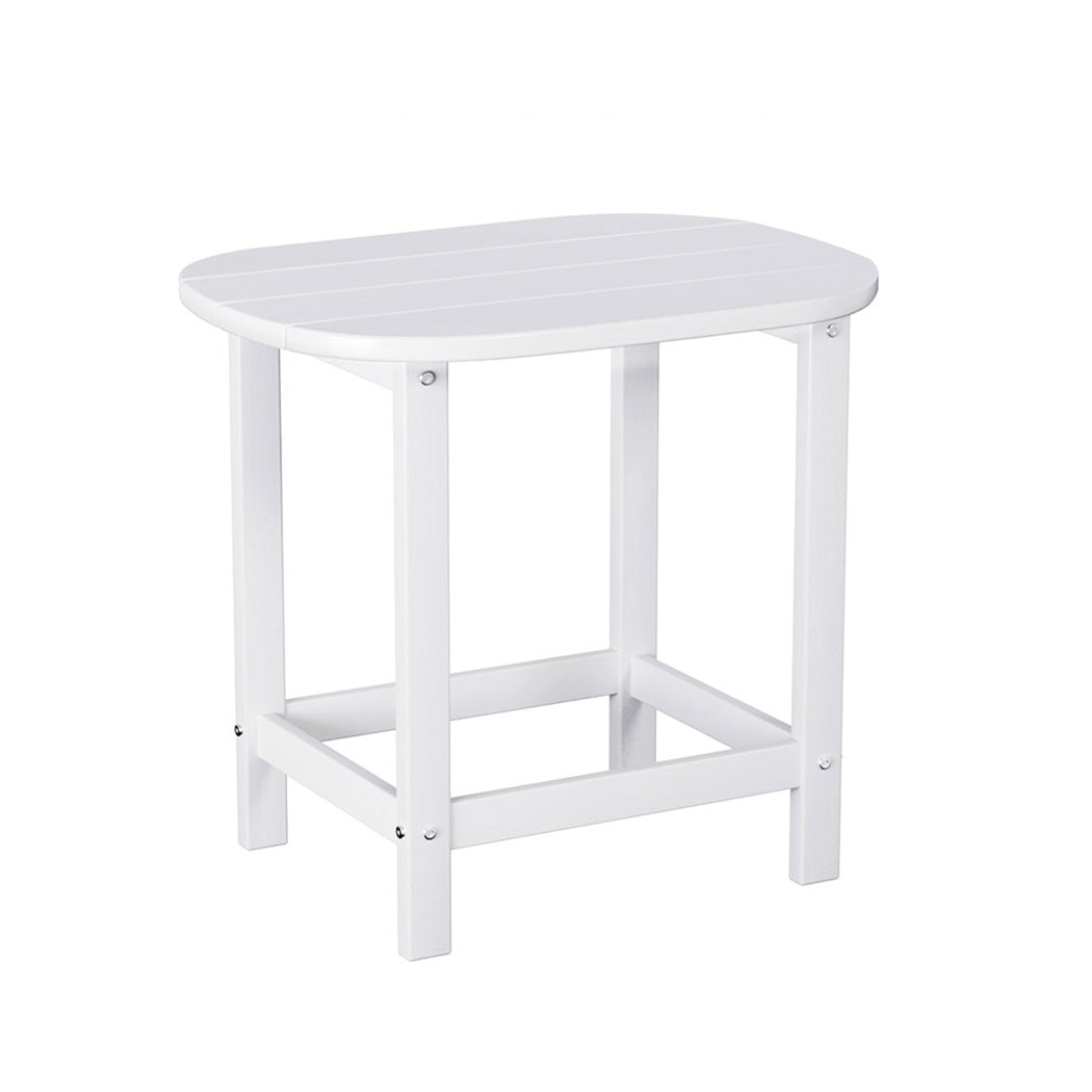 Clarice Outdoor Coffee Side Table HDPE Desk Patio Furniture Camping Garden - White