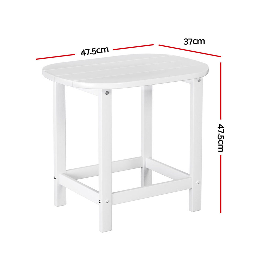 Clarice Outdoor Coffee Side Table HDPE Desk Patio Furniture Camping Garden - White