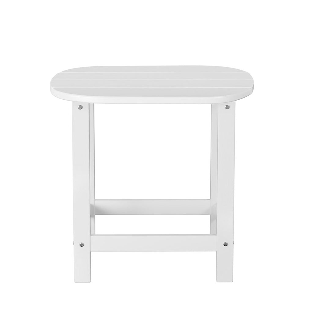 Clarice Outdoor Coffee Side Table HDPE Desk Patio Furniture Camping Garden - White