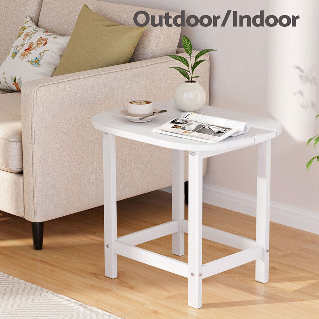 Clarice Outdoor Coffee Side Table HDPE Desk Patio Furniture Camping Garden - White