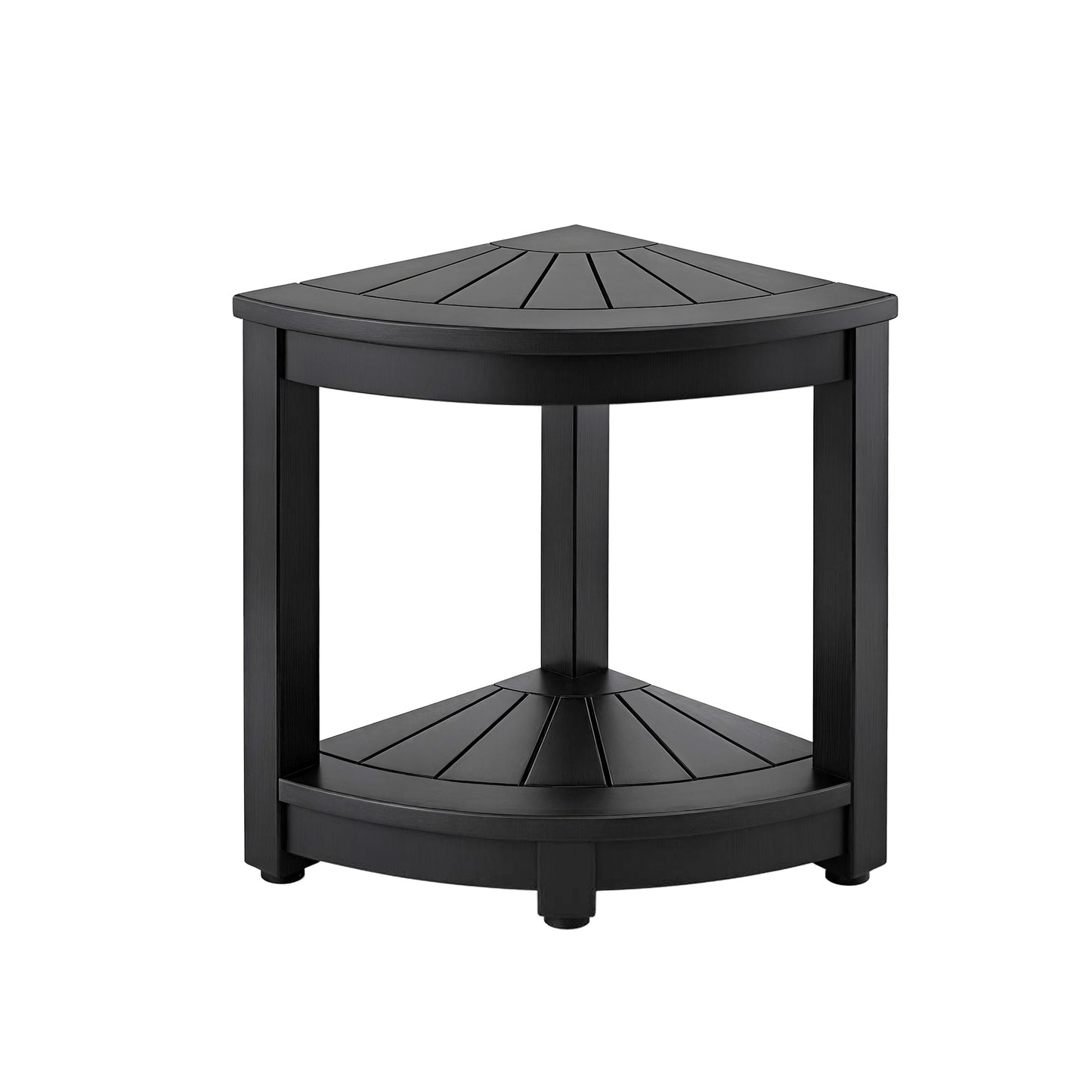 Io Outdoor Coffee Side Table HDPE Desk Corner Shower Stool Bench Seat with Storage Shelf Black