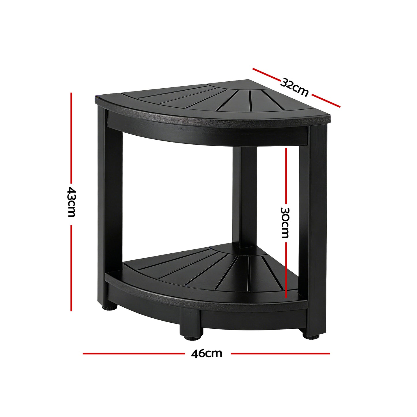Io Outdoor Coffee Side Table HDPE Desk Corner Shower Stool Bench Seat with Storage Shelf Black