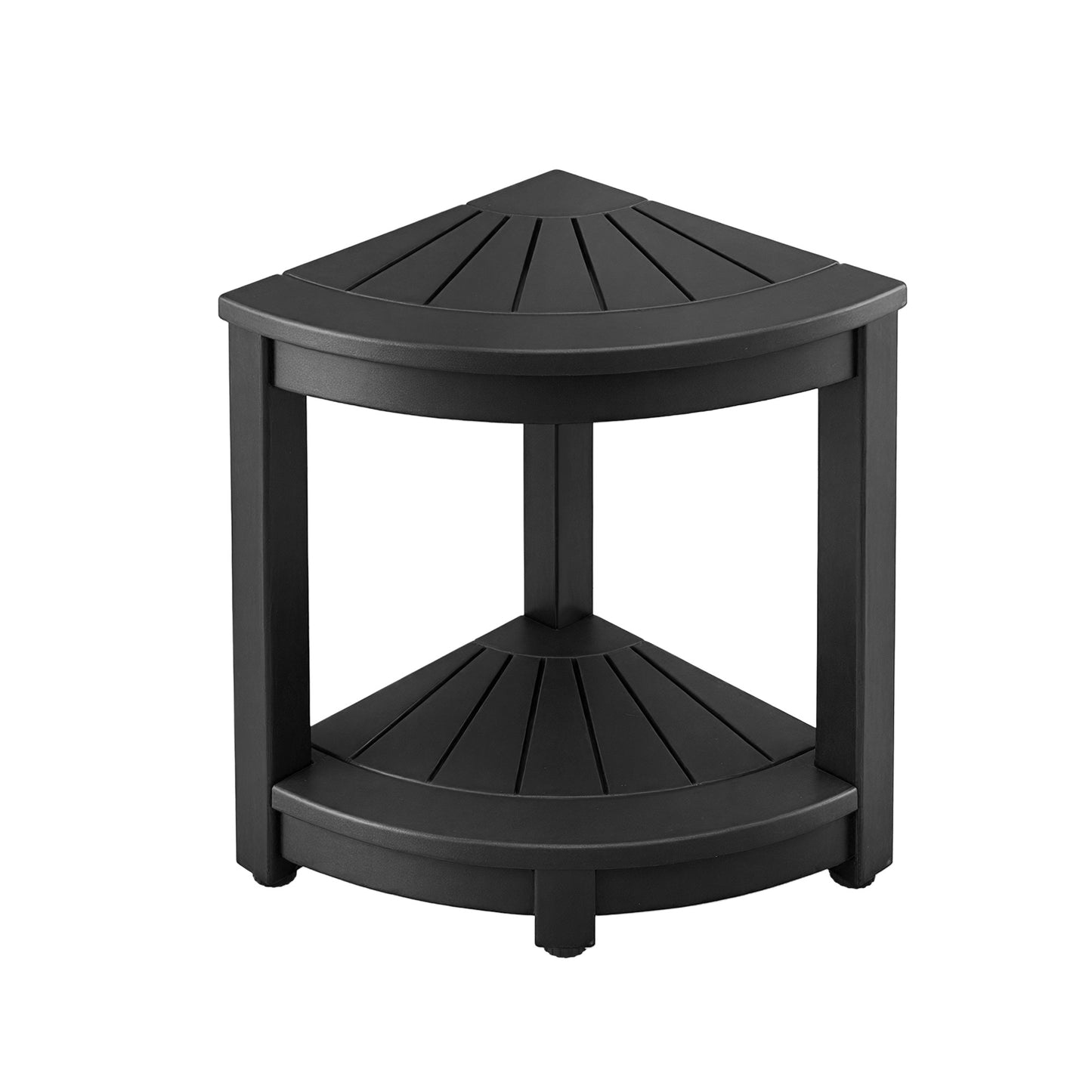 Io Outdoor Coffee Side Table HDPE Desk Corner Shower Stool Bench Seat with Storage Shelf Black