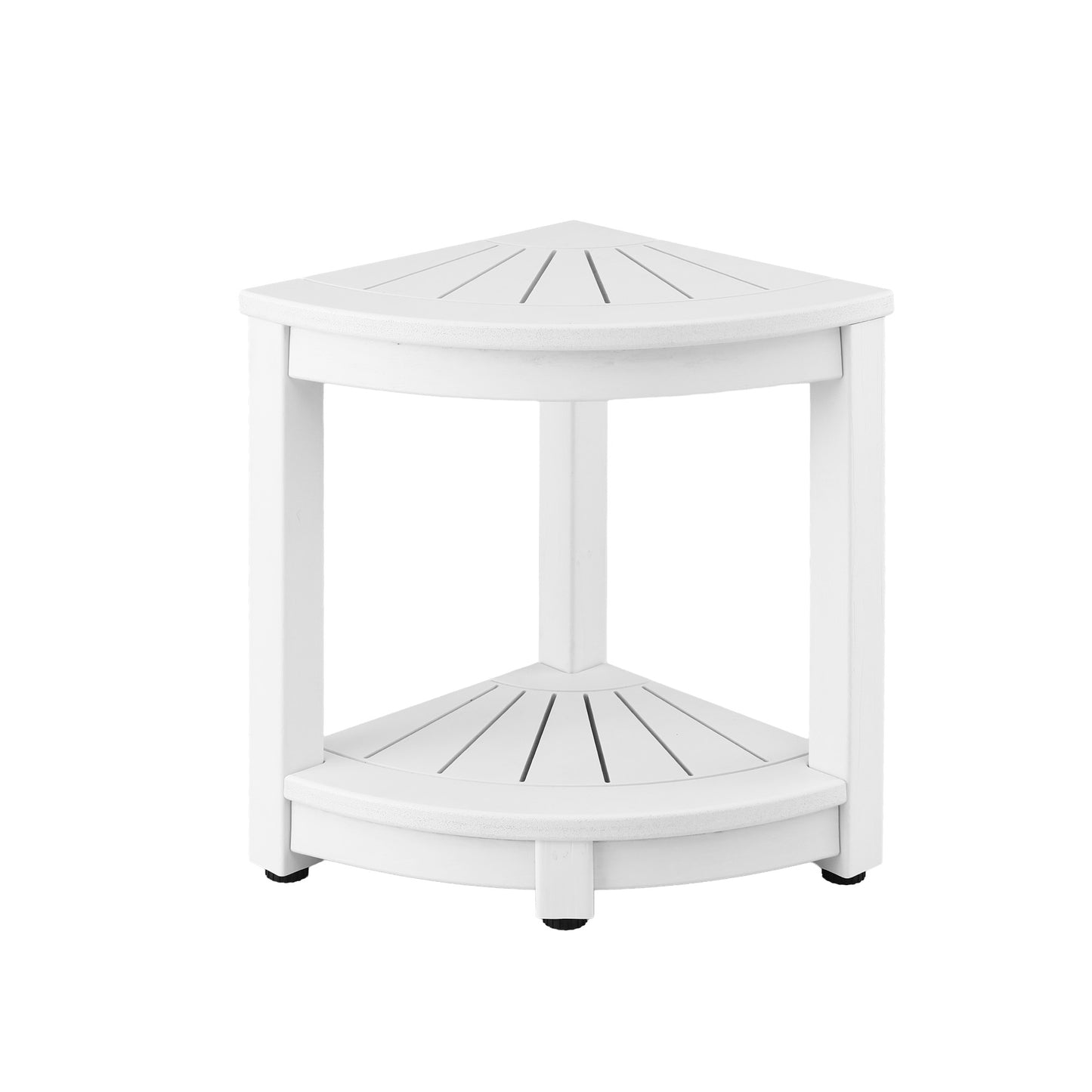 Io Outdoor Coffee Side Table HDPE Desk Corner Shower Stool Bench Seat with Storage Shelf White