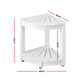 Io Outdoor Coffee Side Table HDPE Desk Corner Shower Stool Bench Seat with Storage Shelf White