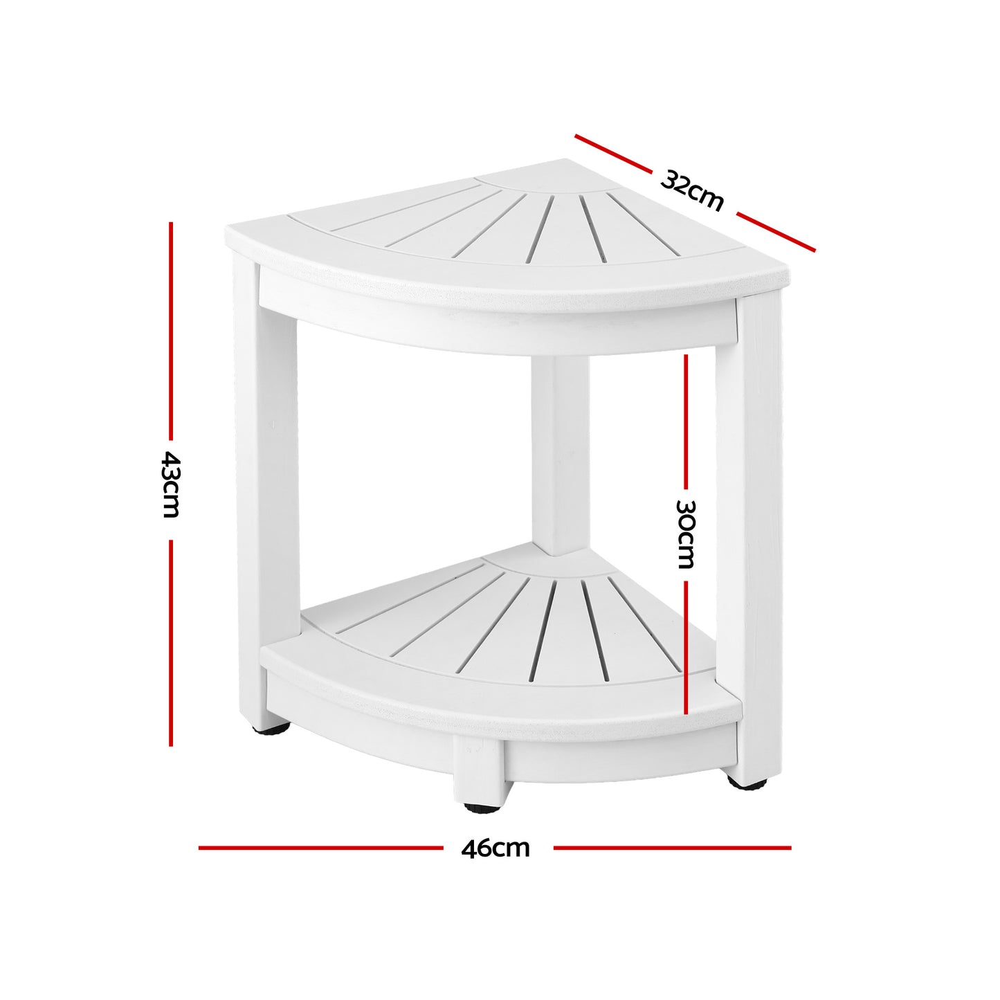 Io Outdoor Coffee Side Table HDPE Desk Corner Shower Stool Bench Seat with Storage Shelf White