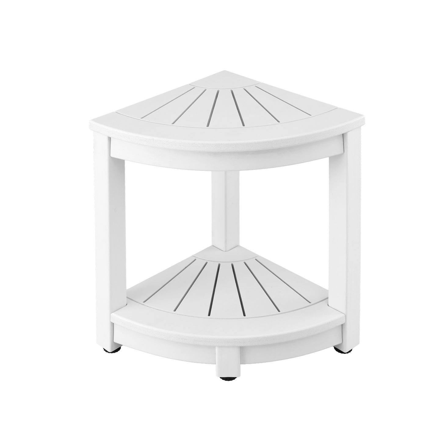 Io Outdoor Coffee Side Table HDPE Desk Corner Shower Stool Bench Seat with Storage Shelf White