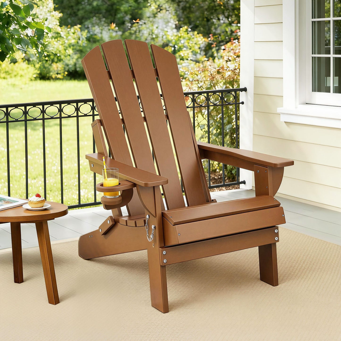 Adirondack Gardeon Outdoor Chairs Folding Beach Chair HDPE Sun Lounge Patio Furniture Garden Brown