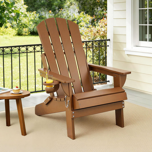 Adirondack Gardeon Outdoor Chairs Folding Beach Chair HDPE Sun Lounge Patio Furniture Garden Brown