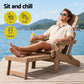 Folding Sun Lounger Adirondack Chair Outdoor Lounge Setting HDPE Recliner Footrest Khaki