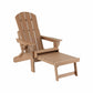 Folding Sun Lounger Adirondack Chair Outdoor Lounge Setting HDPE Recliner Footrest Khaki