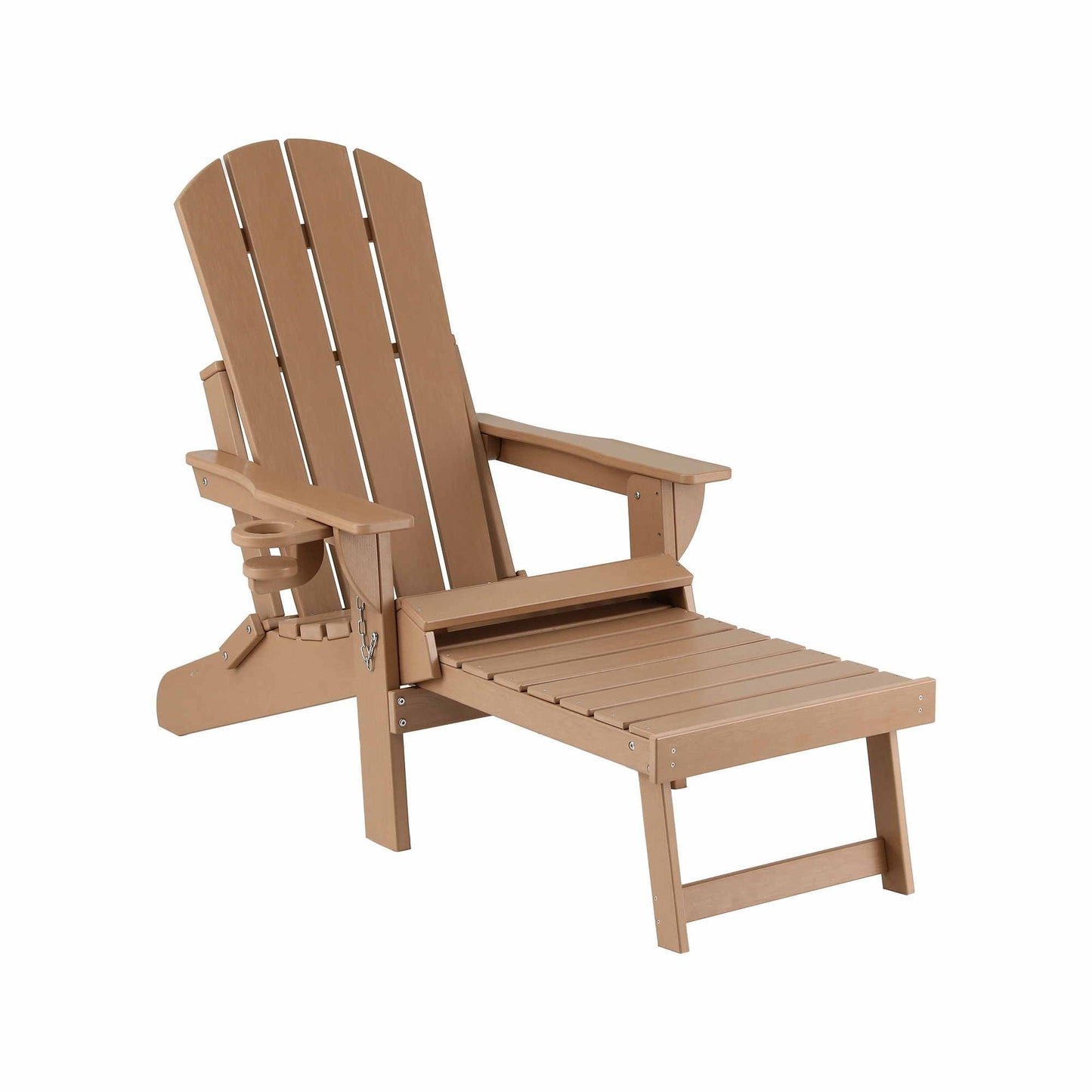 Folding Sun Lounger Adirondack Chair Outdoor Lounge Setting HDPE Recliner Footrest Khaki