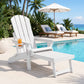 Folding Sun Lounger Adirondack Chair Outdoor Lounge Setting HDPE Recliner Footrest White