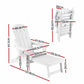Folding Sun Lounger Adirondack Chair Outdoor Lounge Setting HDPE Recliner Footrest White