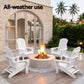 Folding Sun Lounger Adirondack Chair Outdoor Lounge Setting HDPE Recliner Footrest White
