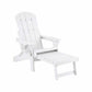 Folding Sun Lounger Adirondack Chair Outdoor Lounge Setting HDPE Recliner Footrest White