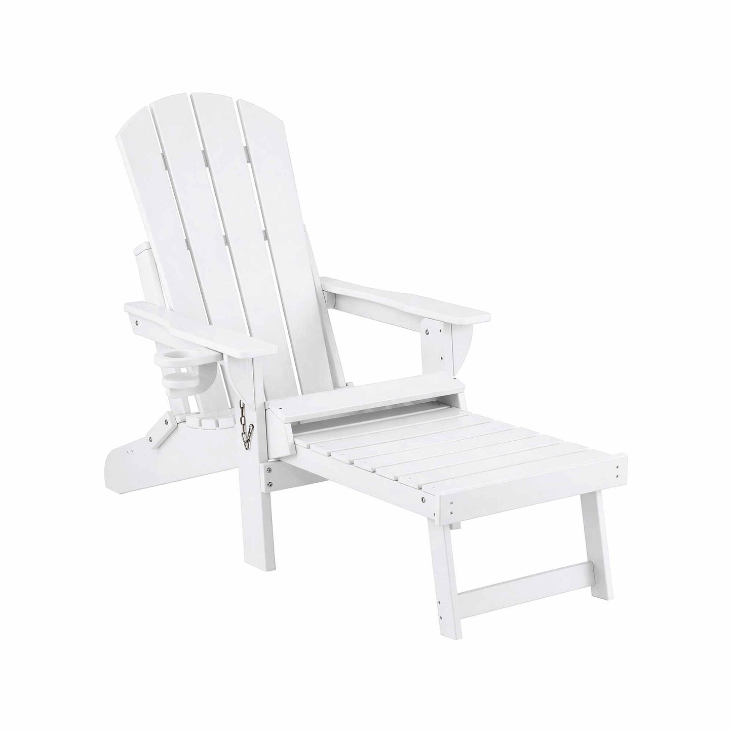 Folding Sun Lounger Adirondack Chair Outdoor Lounge Setting HDPE Recliner Footrest White