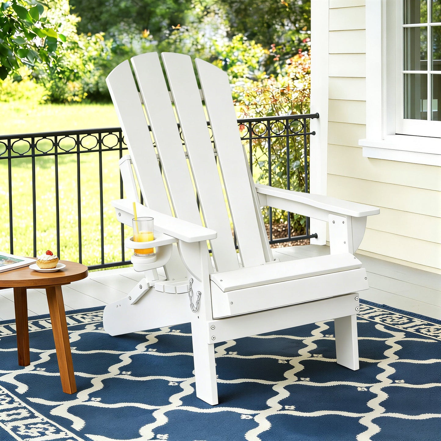 Adirondack Gardeon Outdoor Chairs Folding Beach Chair HDPE Sun Lounge Patio Furniture Garden White