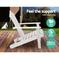 Set of 2 Adirondack Outdoor Table and Chair Wooden Beach Chair Patio Furniture White