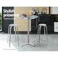 Jarrow Set of 2 Outdoor Bar Stools Patio Furniture Indoor Bistro Kitchen Aluminum - Silver
