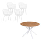 Altina 4-Seater Table and Chairs Patio Garden Furniture Diamond 5-Piece Outdoor Dining Set - White & Wood